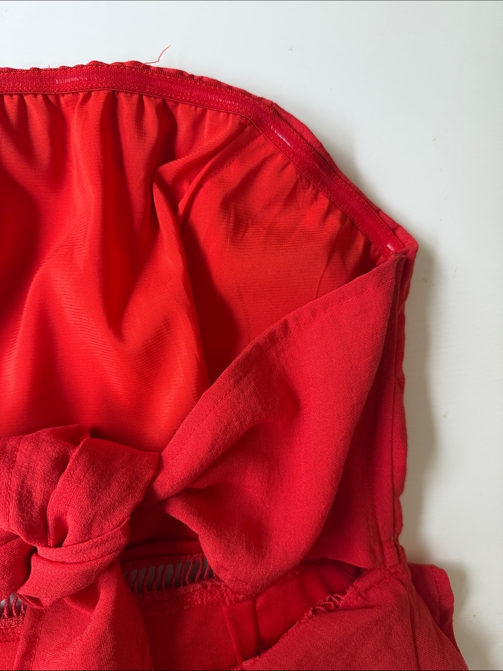 Strapless Red Ruffle Lace Mini Dress - Picture 7 of 10